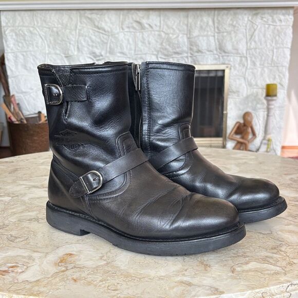 Harley-Davidson Leather Motorcycle Boots Side Zip - Picture 2 of 15